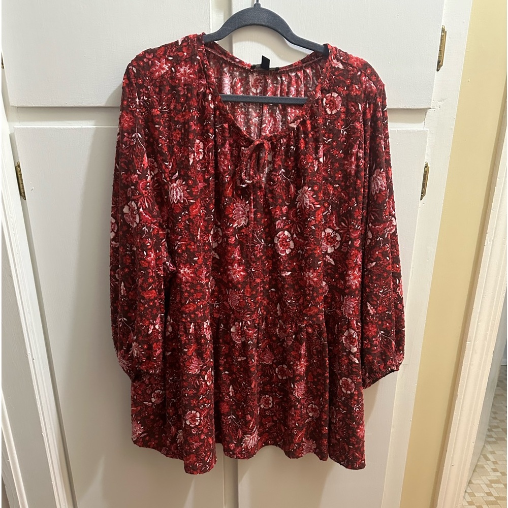 Lane Bryant sz 30/32 red/pink blouse with peplum